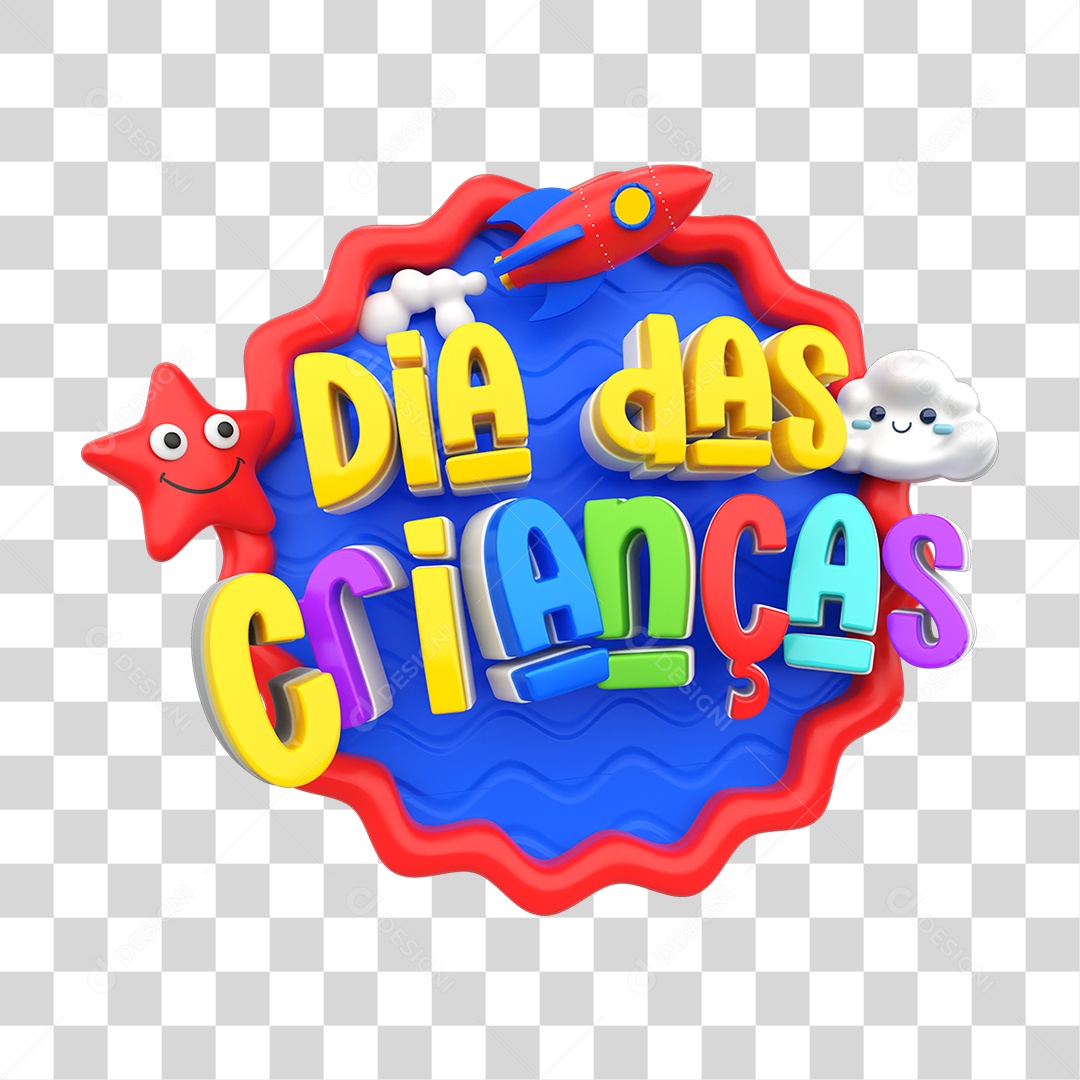 Selo 3D Dia das Crianças PNG Transparente