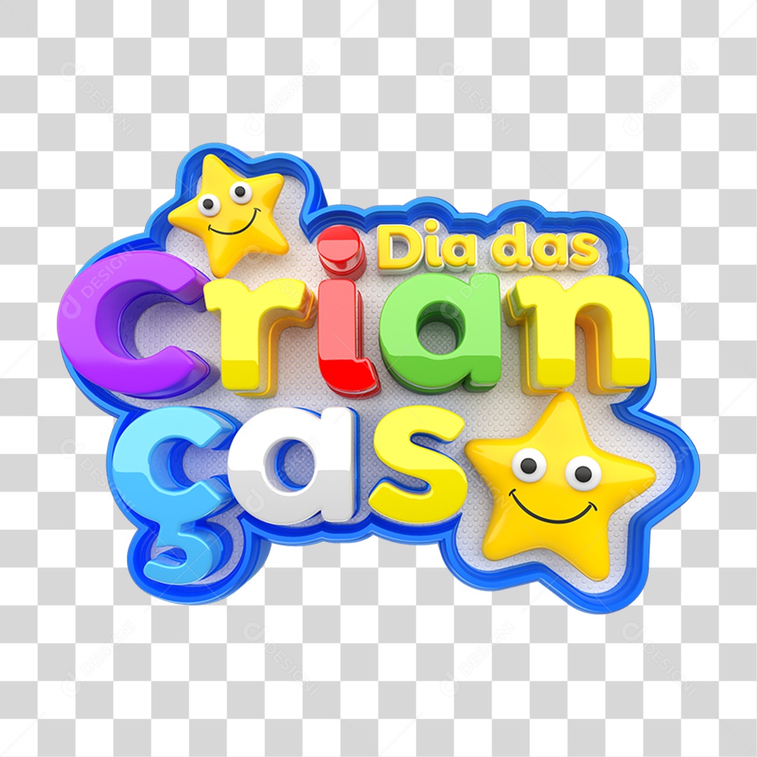 Selo 3D Dia das Crianças PNG Transparente