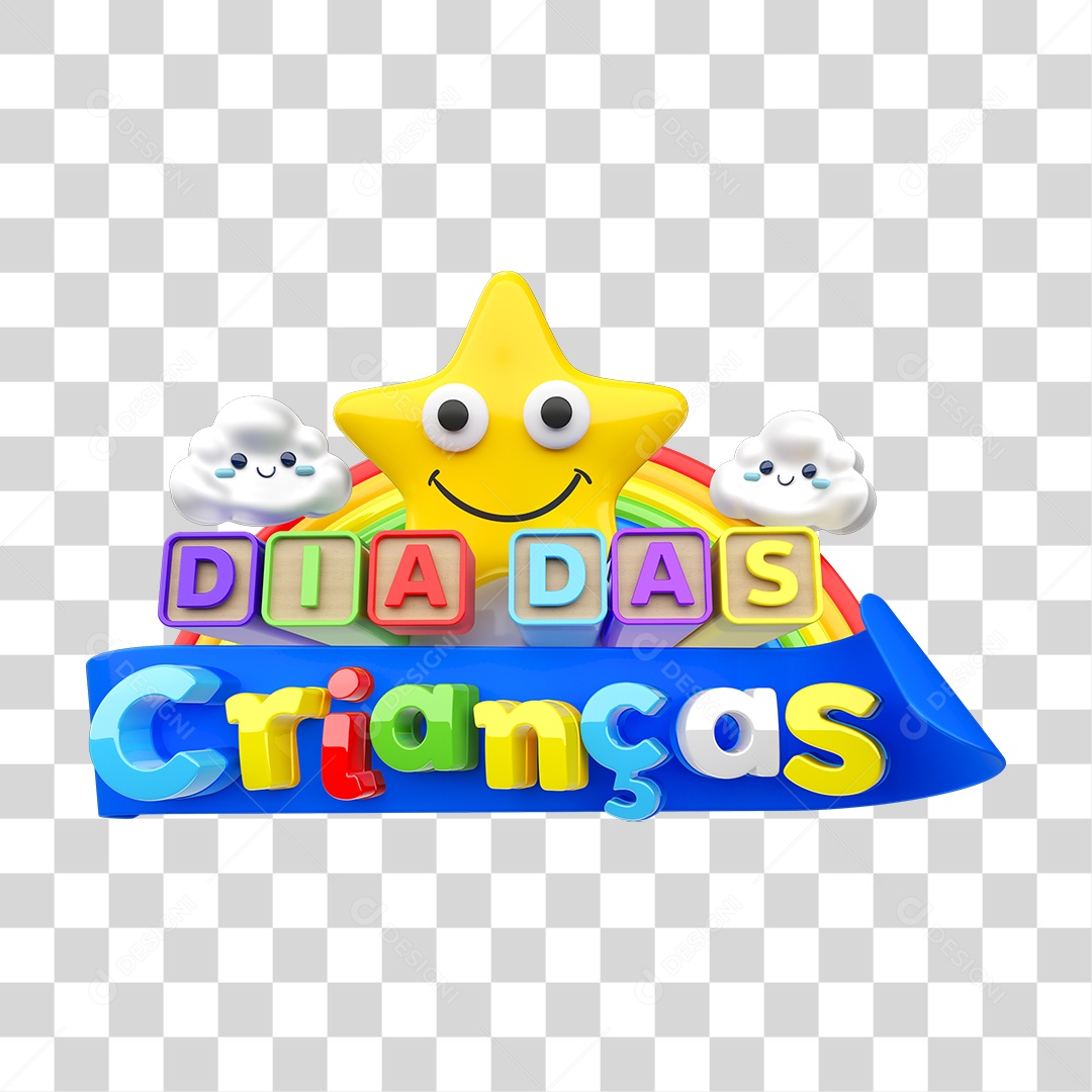 Selo 3D Dia das Crianças PNG Transparente