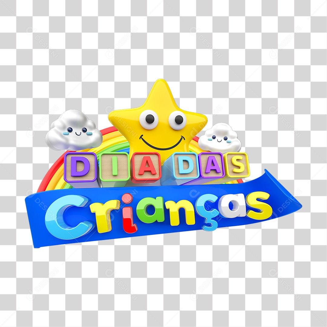 Selo 3D Dia das Crianças PNG Transparente