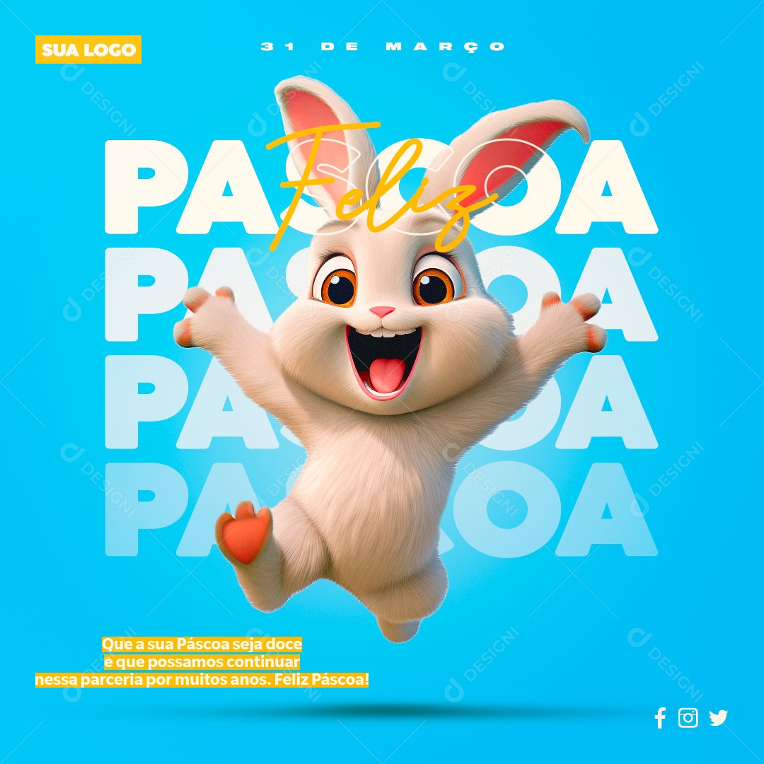 Páscoa 31 de Março Que a sua Páscoa seja doce Social Media PSD Editável