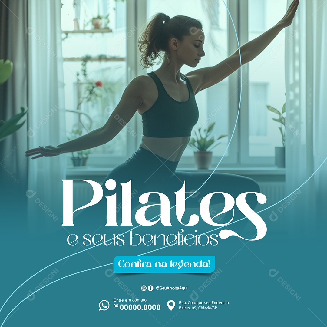 Pilates e seus Benefícios Social Media PSD Editável