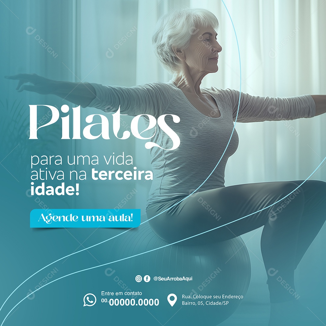 Pilates para uma Vida Ativa na Terceira Idade Social Media PSD Editável