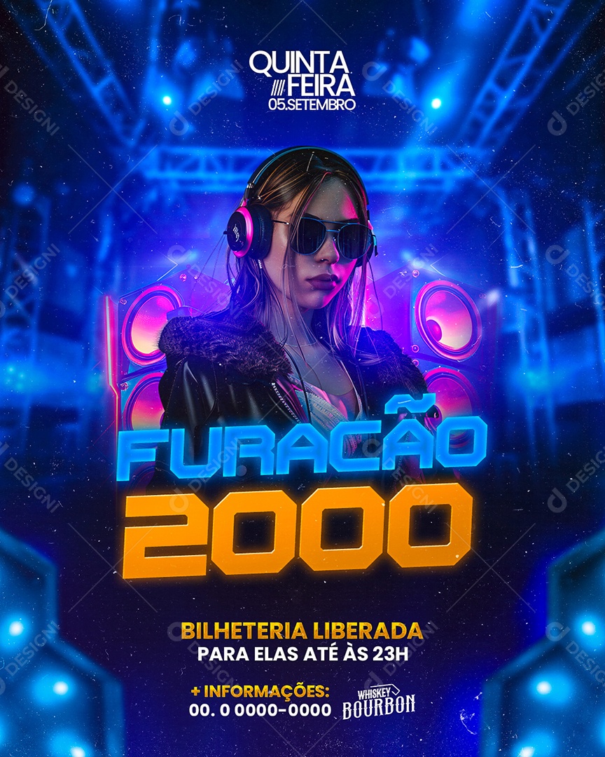 Flyer Furacão Dois Mil Social Media PSD Editável