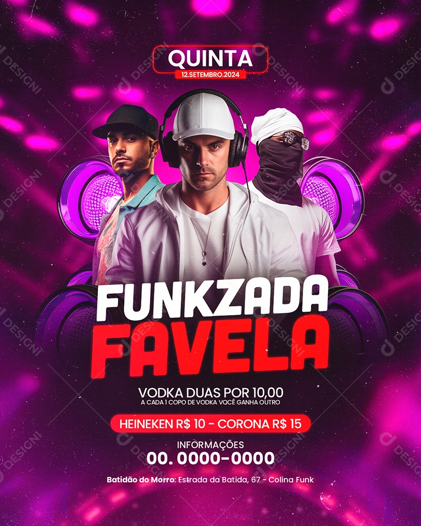 Flyer Funkzada Favela Social Media PSD Editável