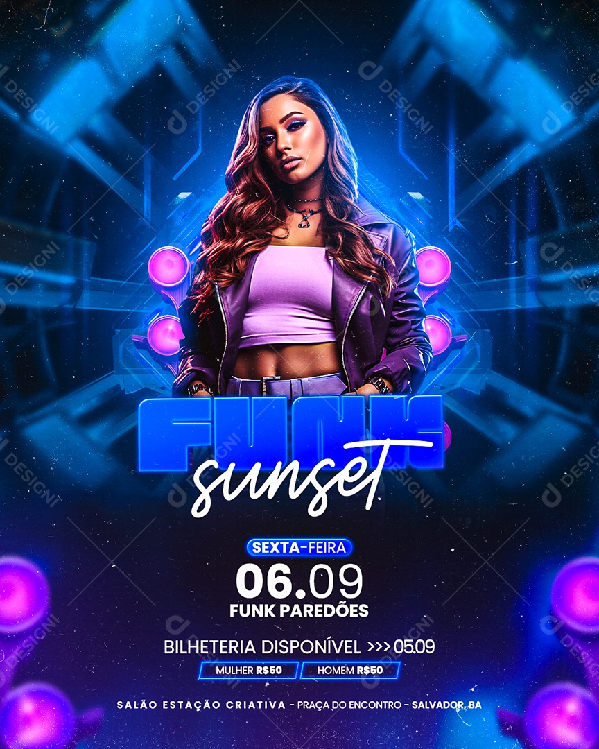 Flyer Funk Sunset Social Media PSD Editável