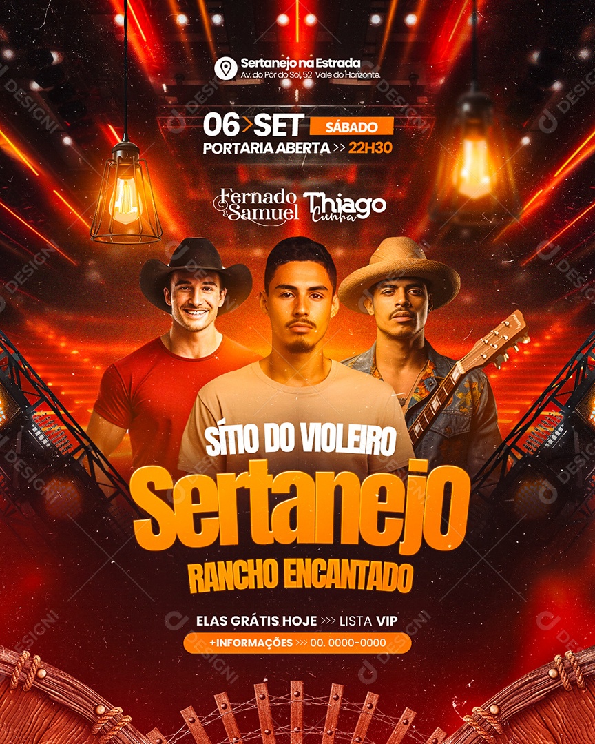 Flyer Sítio do Violeiro Sertanejo Social Media PSD Editável