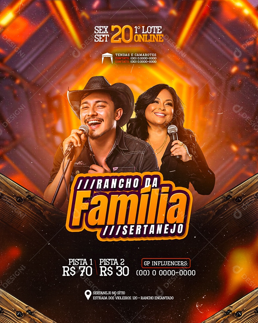 Flyer Rancho da Família Sertanejo Social Media PSD Editável