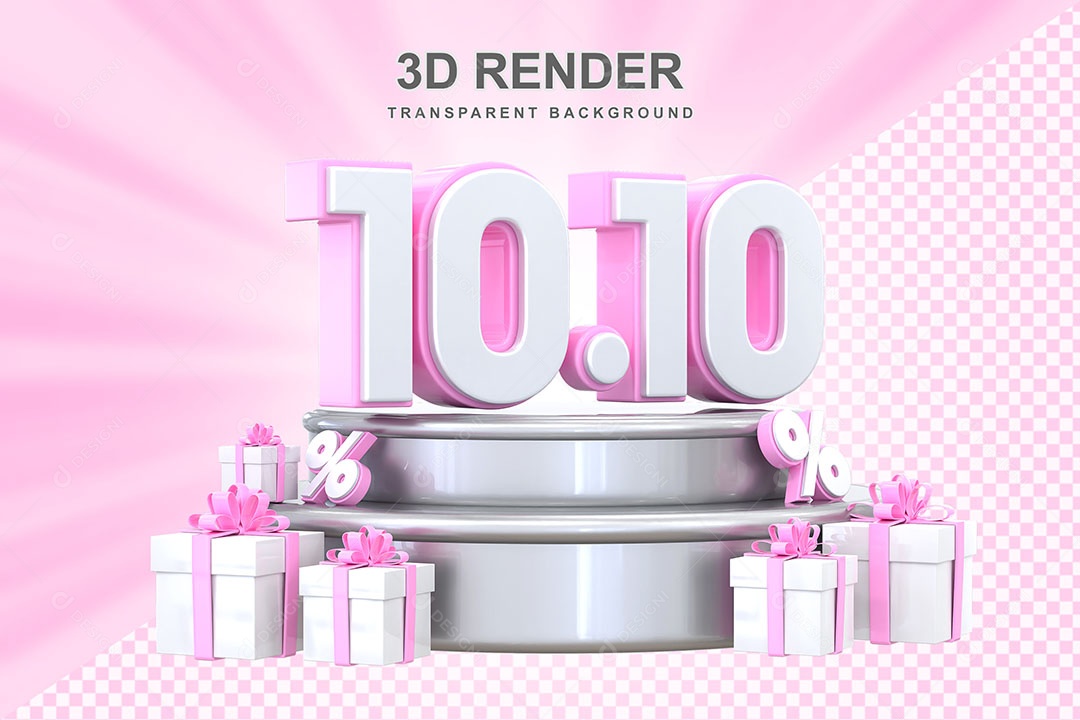 Number Pink 10 10 3D Element for Composition PSD