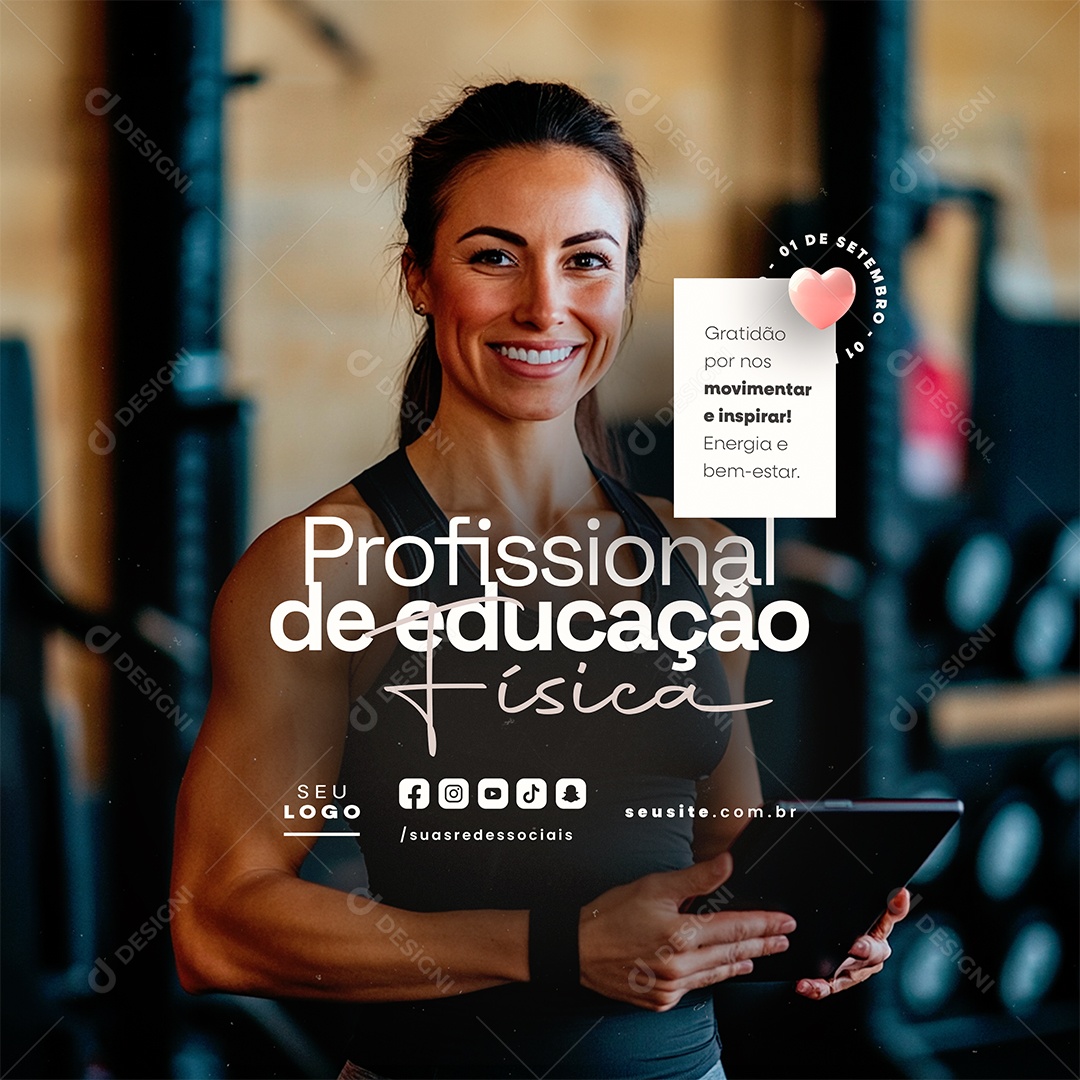Social Media Dia do Profissional de Educação Física 01 de Setembro PSD Editável