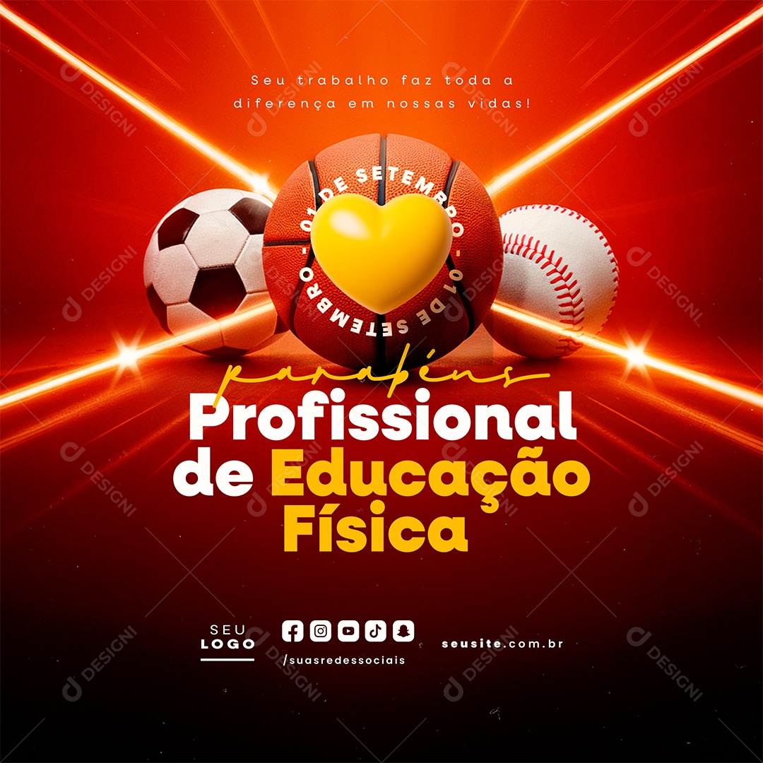 Dia do Profissional de Educação Física 01 de Setembro Parabéns Social Media PSD Editável