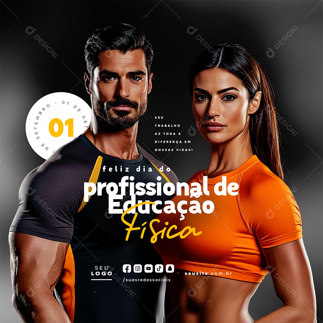Feliz Dia do Profissional de Educação Física 01 de Setembro Social Media PSD Editável
