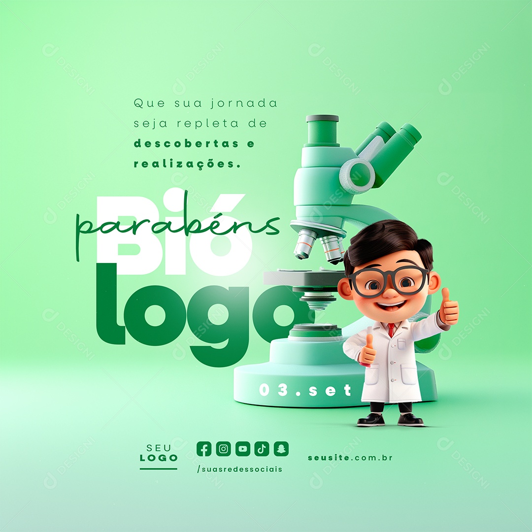 Dia Do Biólogo 03 de Setembro Parabéns Social Media PSD Editável