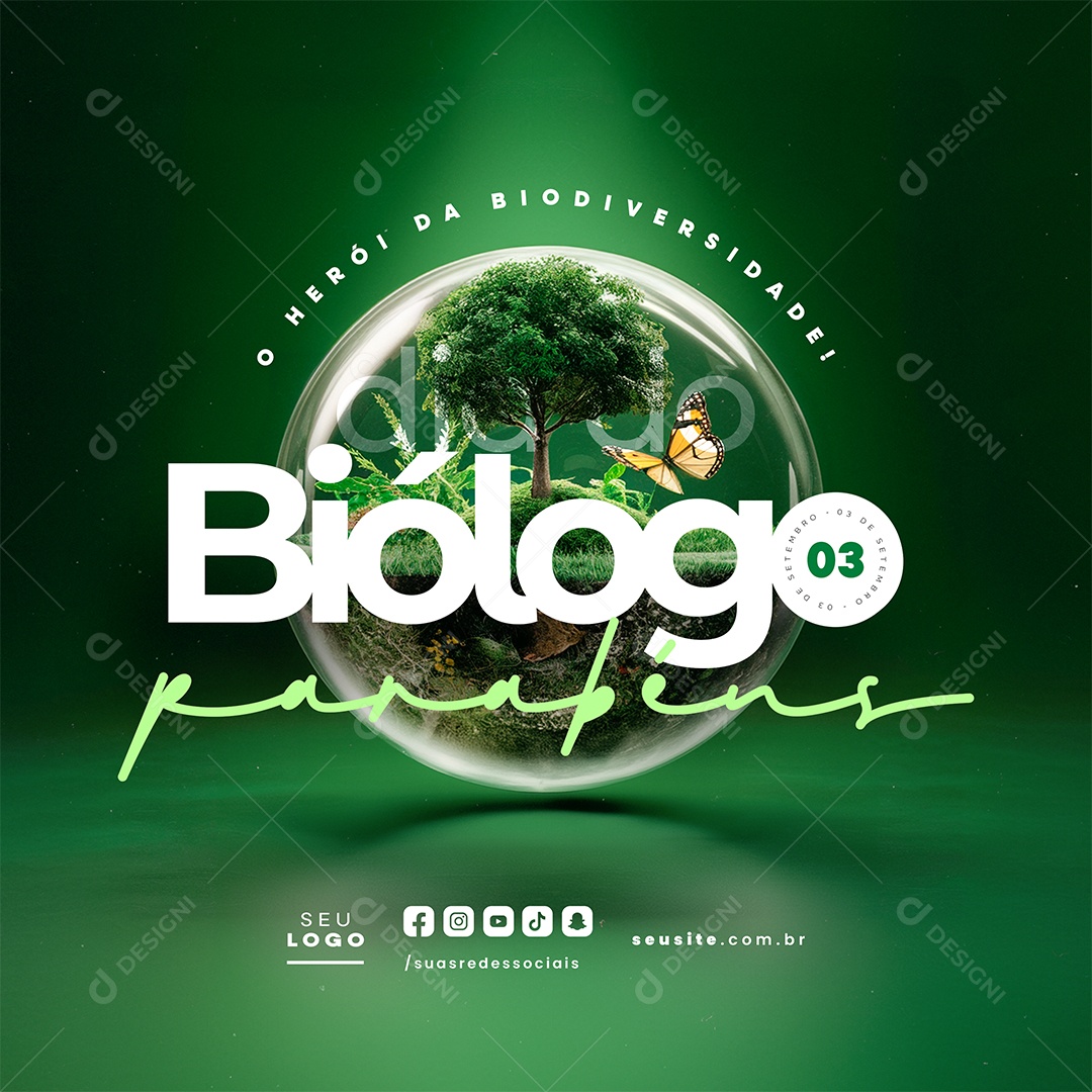 Dia Do Biólogo 03 de Setembro Parabéns Social Media PSD Editável