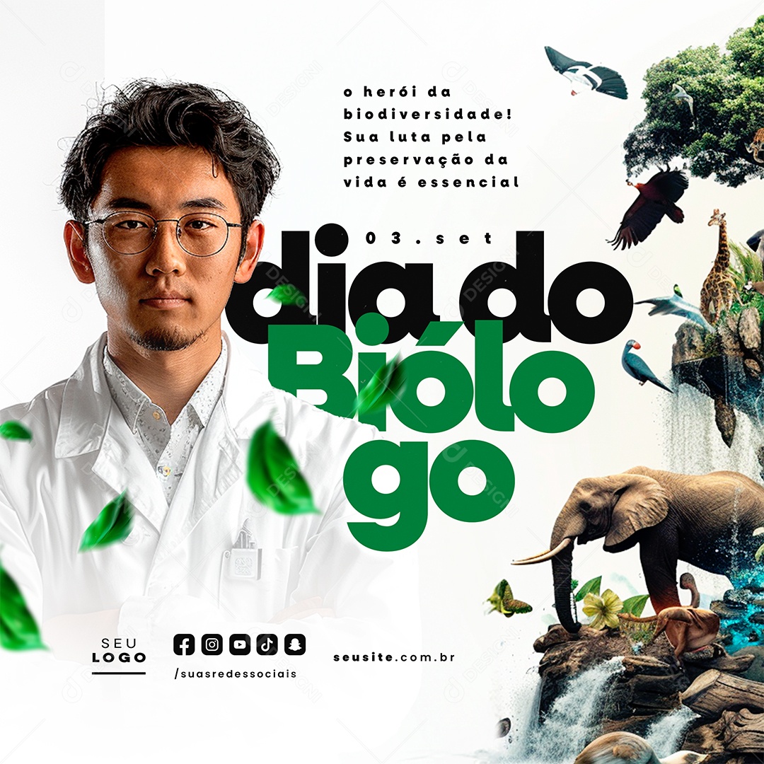Dia Do Biólogo 03 de Setembro Social Media PSD Editável