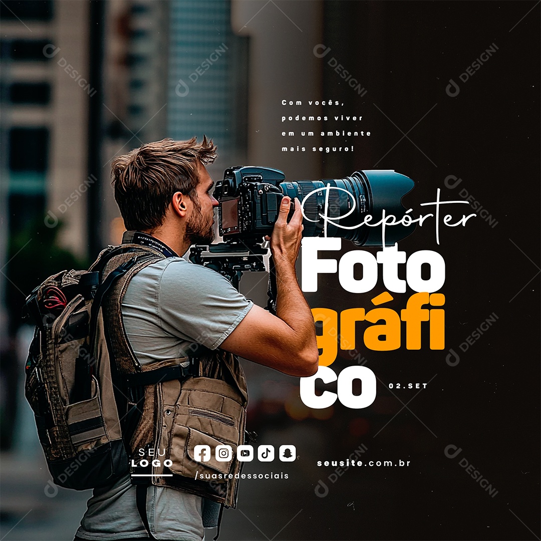 Social Media Dia do Repórter Fotografico 02 de Setembro PSD Editável