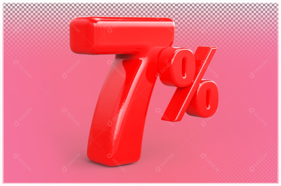 Desconto de 7% Elemento 3D Vermelho para Composição PSD