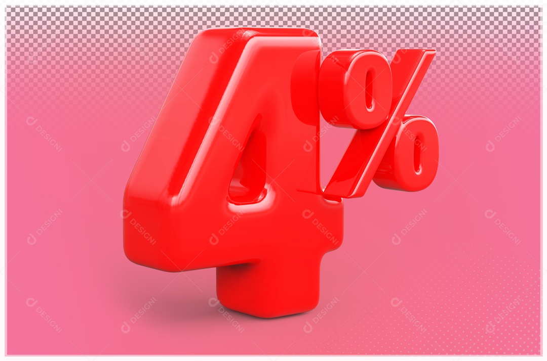 Desconto de 4% Elemento 3D Vermelho para Composição PSD