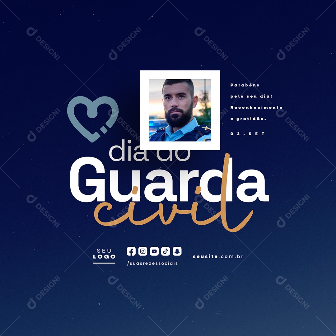Dia do Guarda Civil 03 de Setembro Social Media PSD Editável