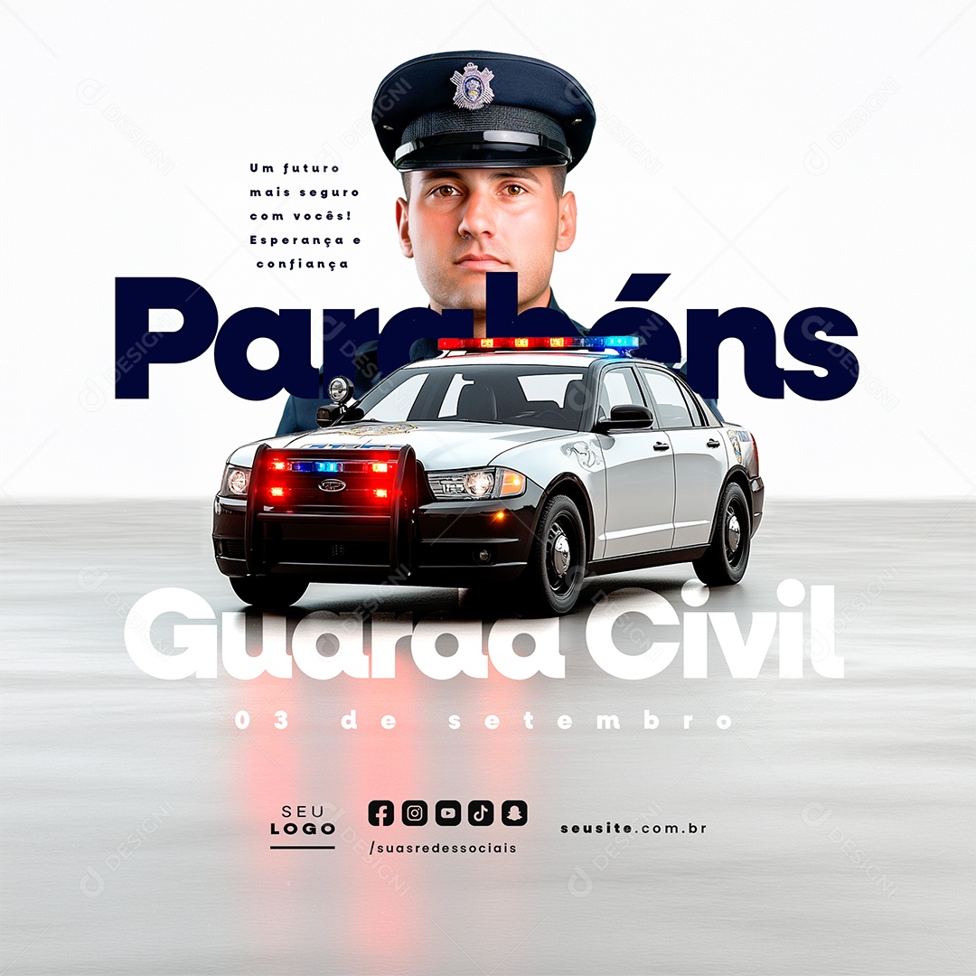 Dia do Guarda Civil 03 de Setembro Parabéns Social Media PSD Editável