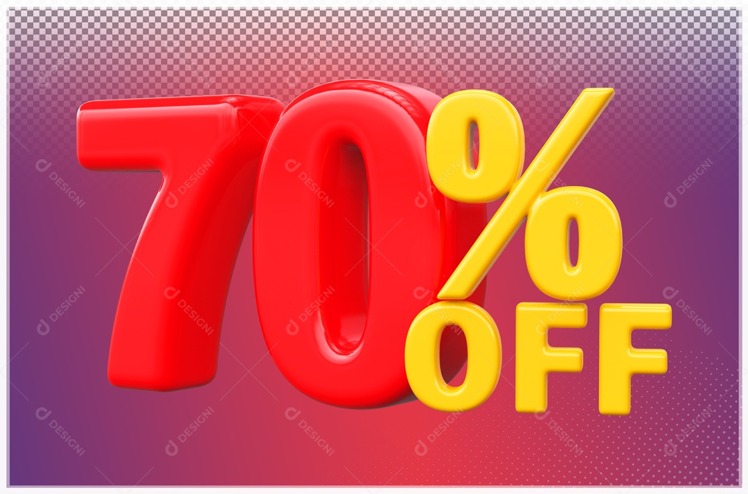 Desconto de 70% OFF Elemento 3D Vermelho e Amarelo para Composição PSD