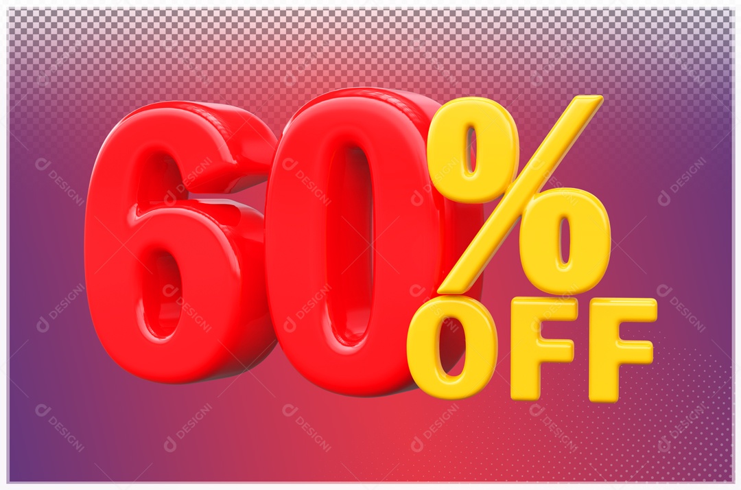 Desconto de 60% OFF Elemento 3D Vermelho e Amarelo para Composição PSD