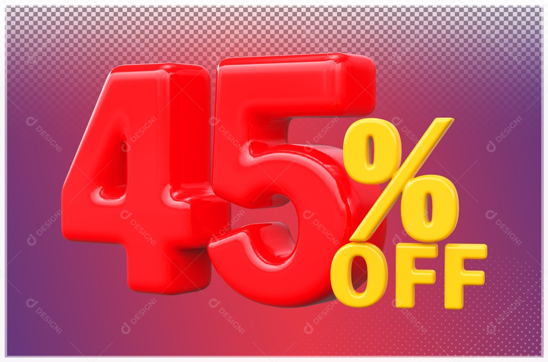 Desconto de 45% OFF Elemento 3D Vermelho e Amarelo para Composição PSD
