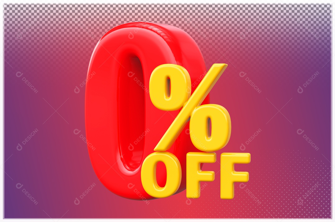 Desconto de 0% OFF Elemento 3D Vermelho e Amarelo para Composição PSD