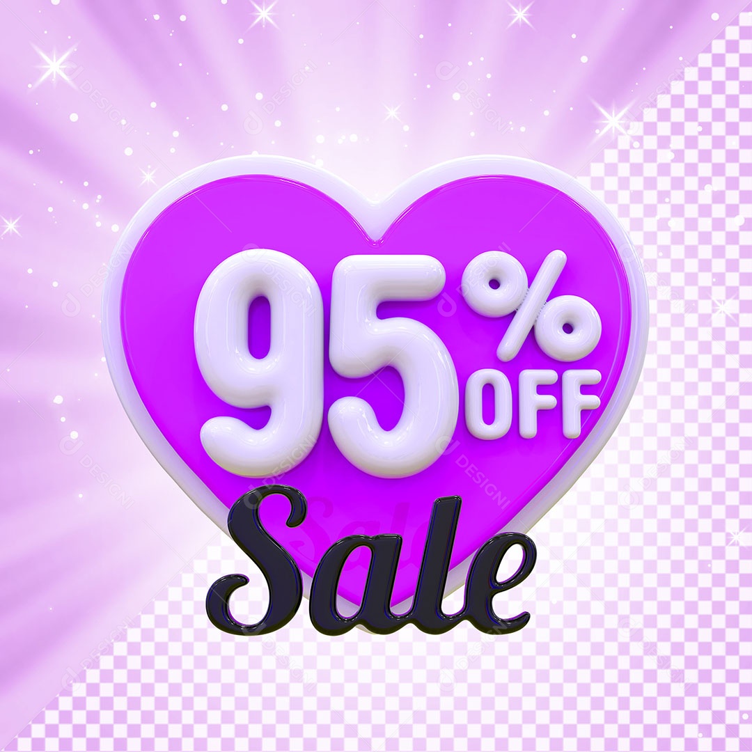 Coração Rosa 95% OFF Elemento 3D para Composição PSD
