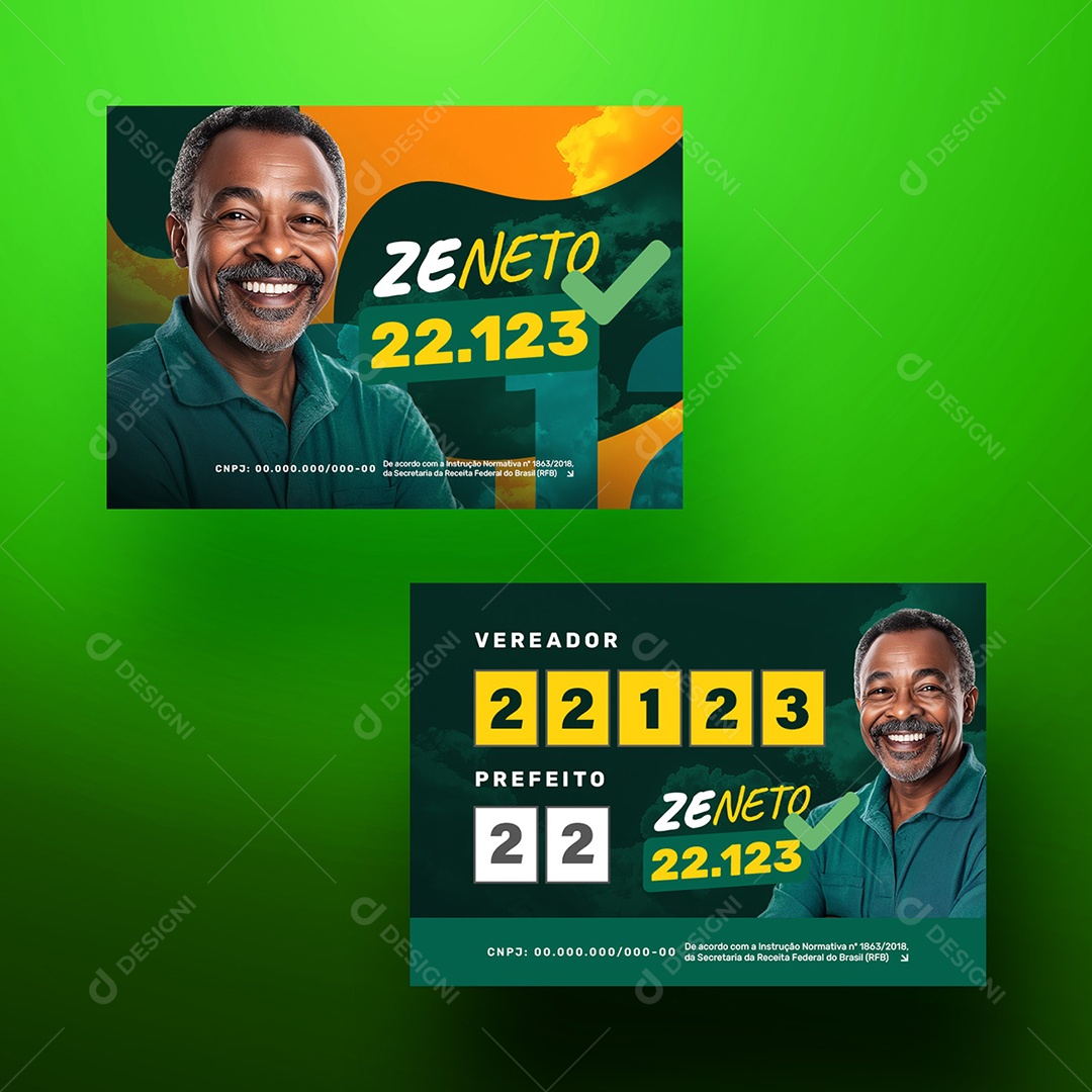 Política Santinho Eleitoral Vereador Zè Neto Social Media PSD Editável