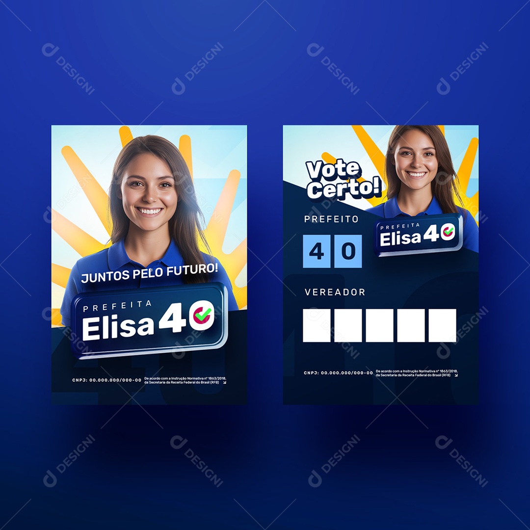 Política Santinho Eleitoral Prefeita Elisa Social Media PSD Editável