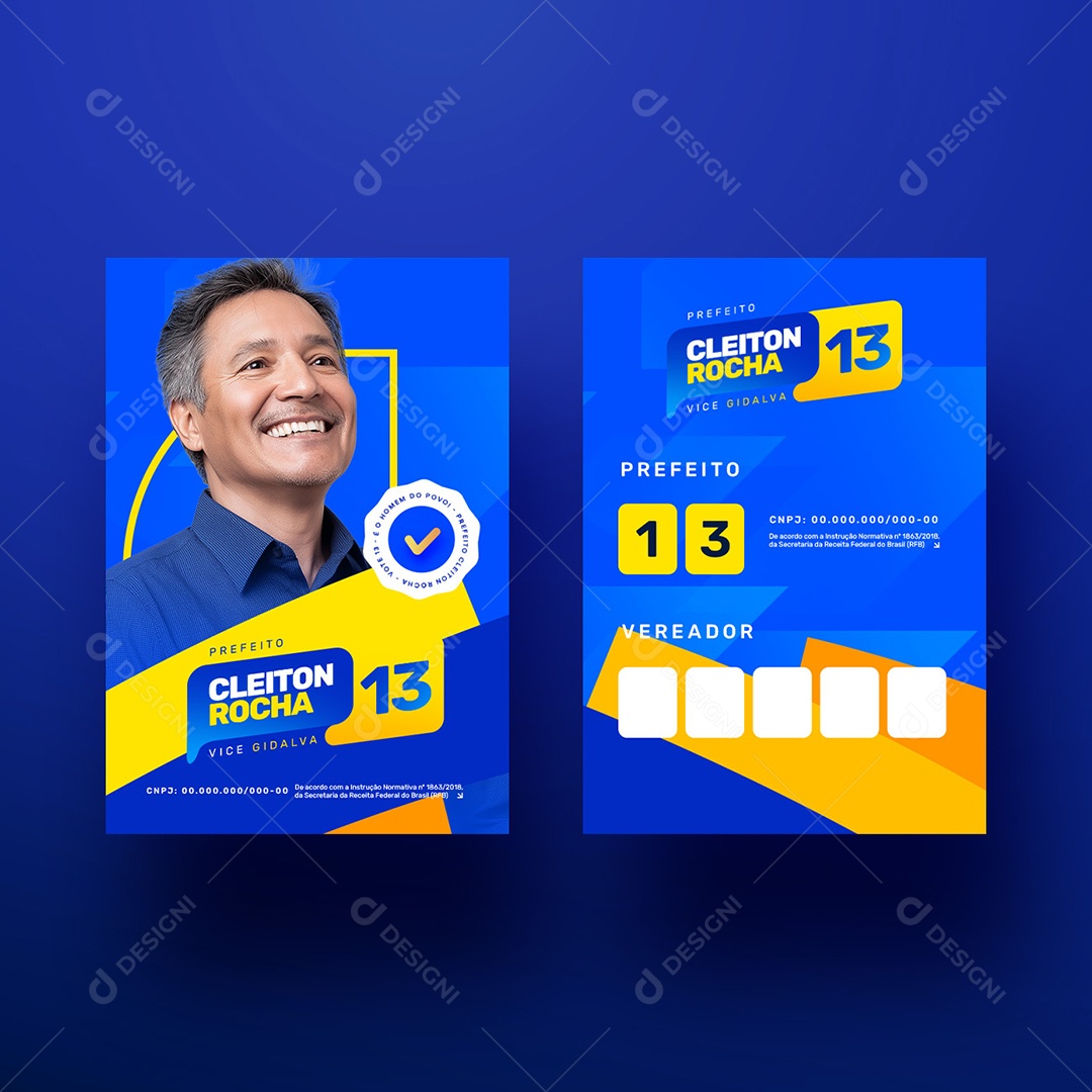 Política Santinho Eleitoral Prefeito Cleiton Rocha Social Media PSD Editável