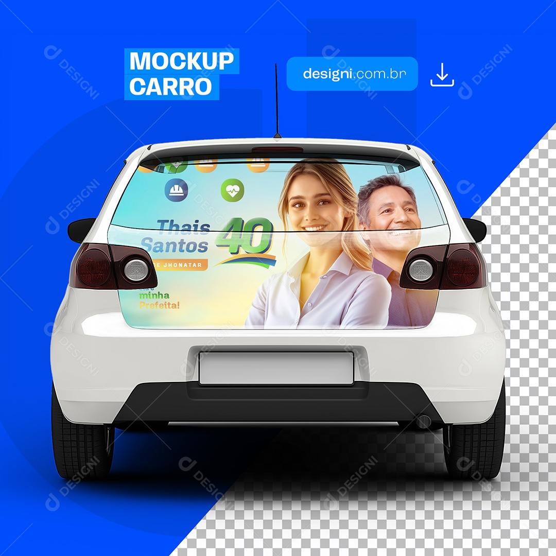 Modelo de Mockup Política Carro Thais Santos PSD Editável