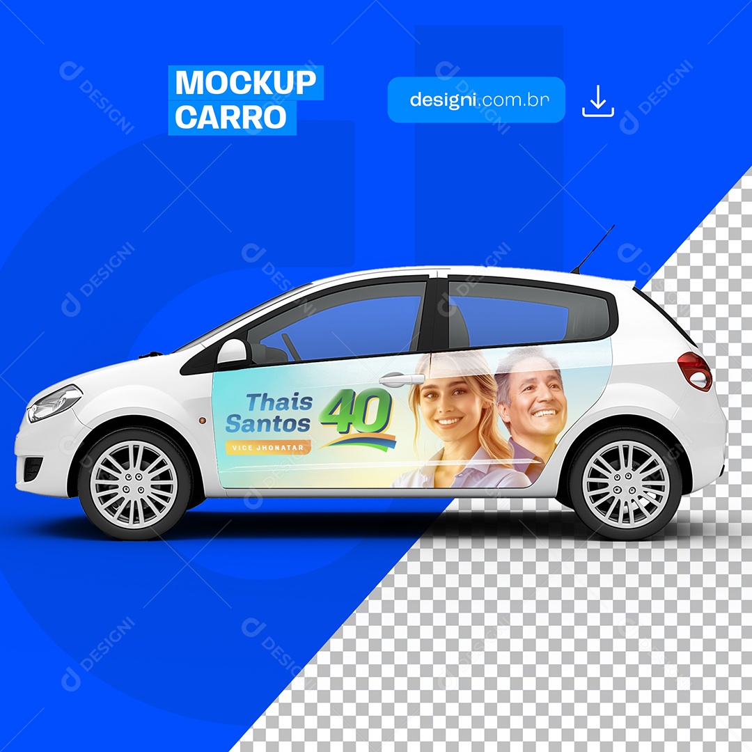 Modelo de Mockup Política Carro Thais Santos PSD Editável