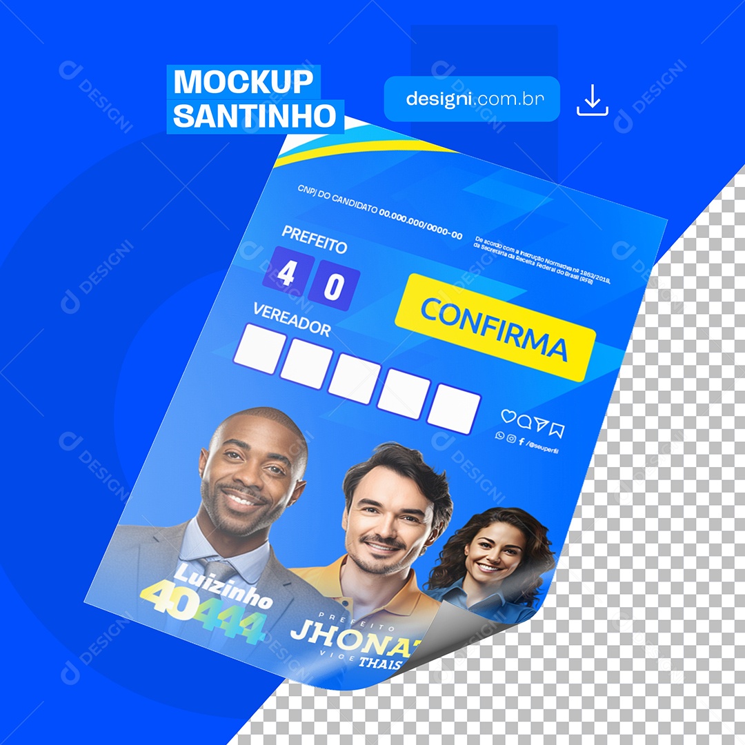 Modelo de Mockup Política Santinho Cleiton Rocha PSD Editável
