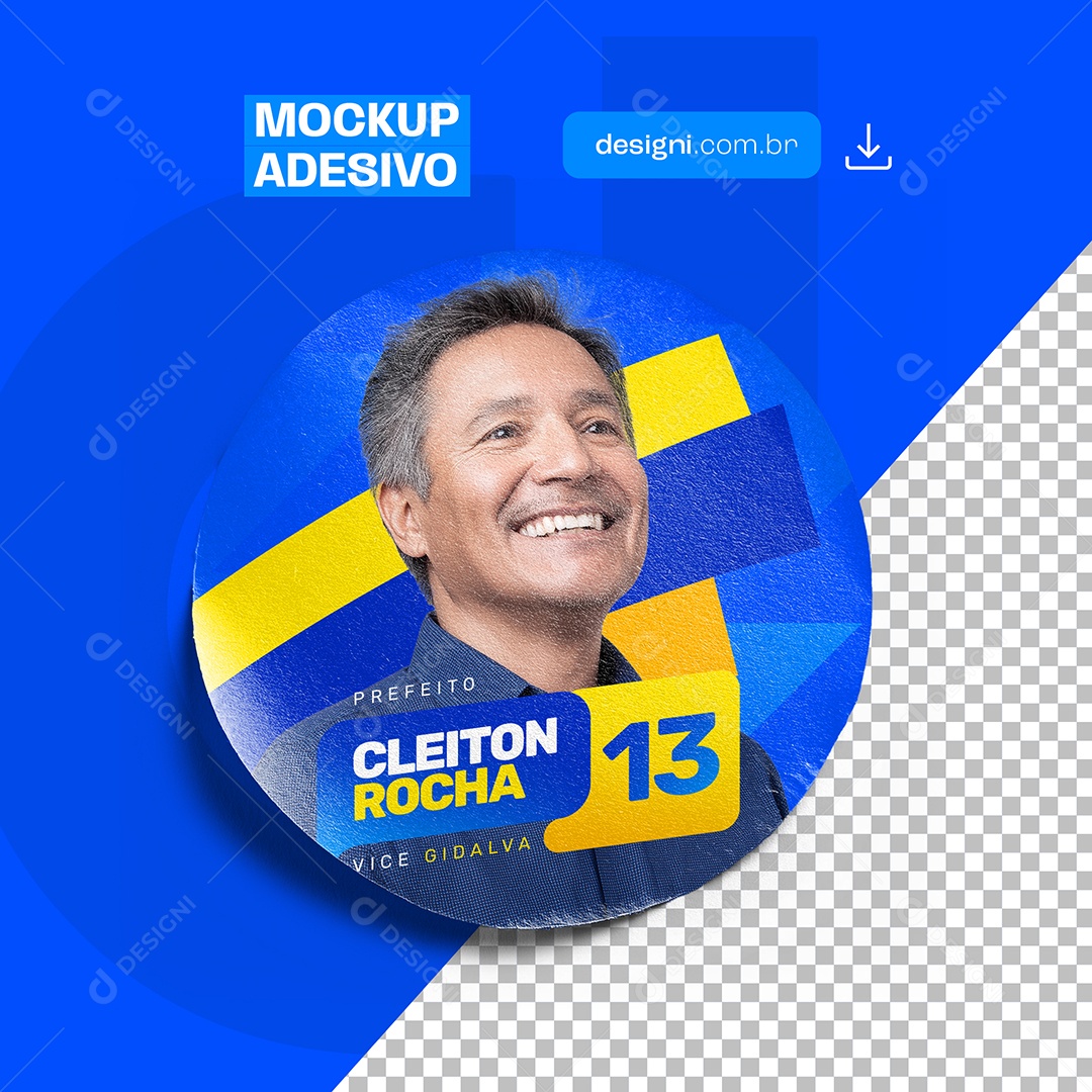 Modelo de Mockup Política Adesivo Cleiton Rocha PSD Editável