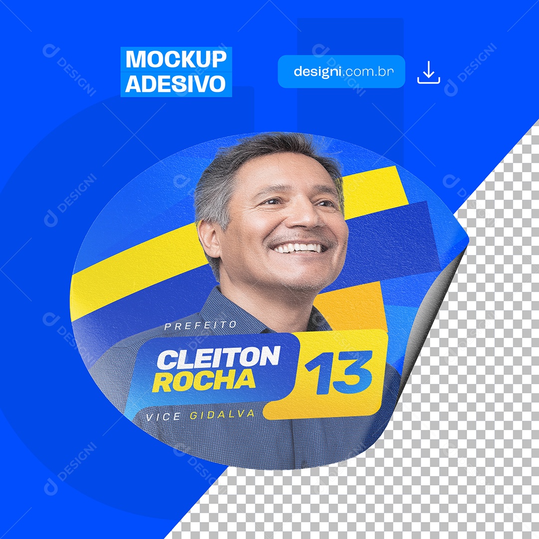 Modelo de Mockup Política Adesivo Cleiton Rocha PSD Editável
