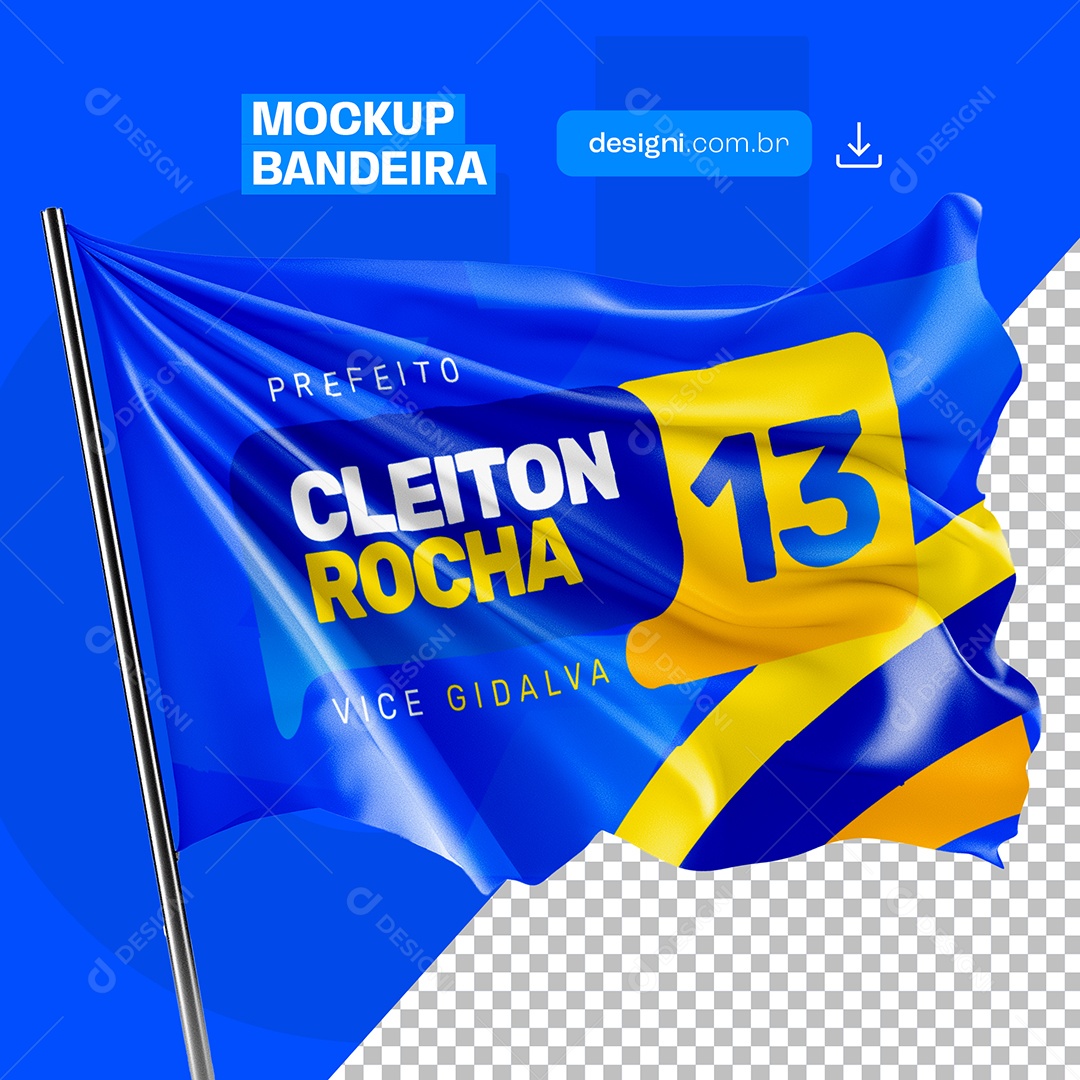 Modelo de Mockup de Bandeira Política Cleiton Rocha PSD Editável