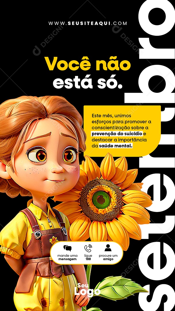 Story Setembro Amarelo Você não está só Social Media PSD Editavel