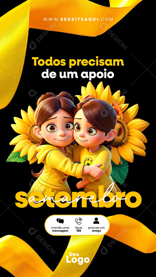 Story Setembro Amarelo Todos Precisam de um Apoio Social Media PSD Editavel