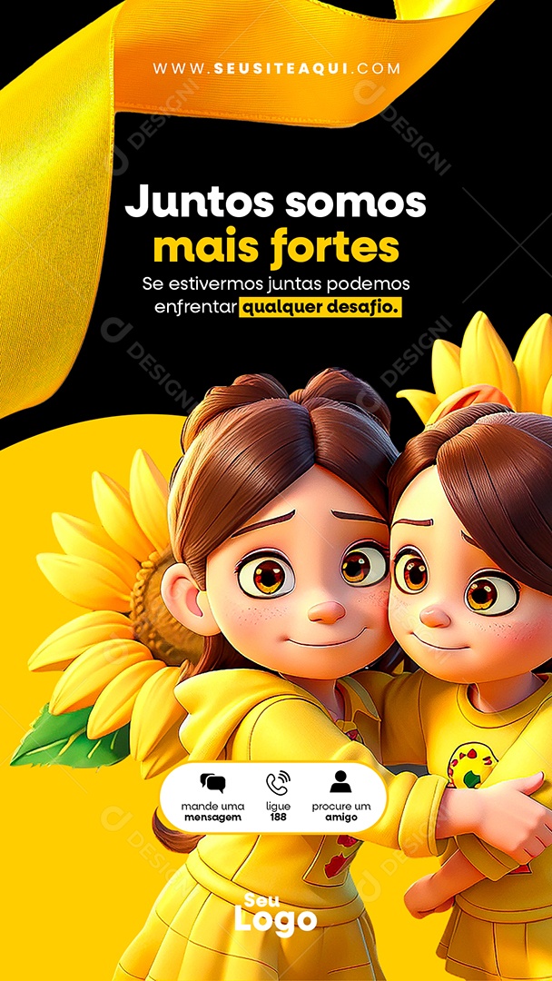 Story Setembro Amarelo Juntos Somos mais Fortes Social Media PSD Editavel