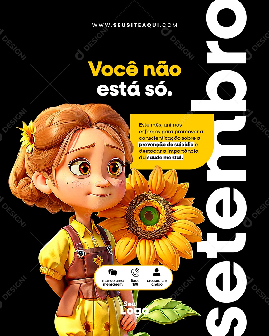 Setembro Amarelo Você não está só Social Media PSD Editavel