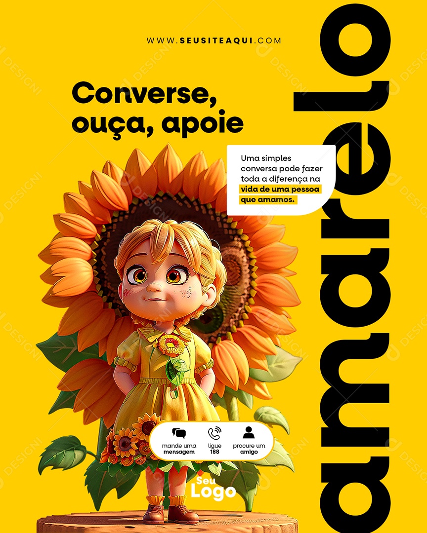 September Yellow Talk Listen to Apoie Social Media PSD Editable