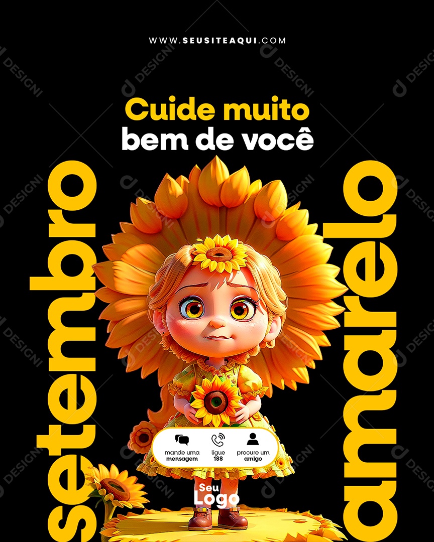 Setembro Amarelo Cuide Muito de Você Social Media PSD Editavel