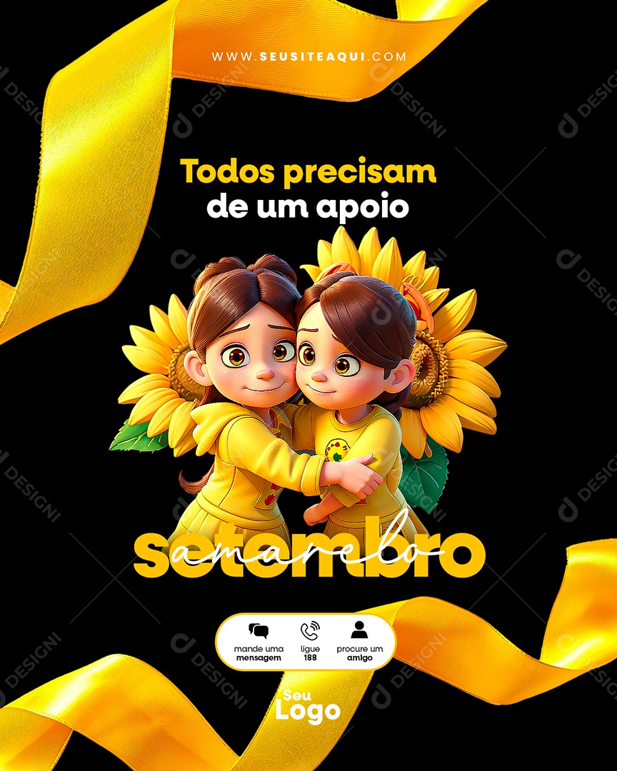 Setembro Amarelo Todos Precisam de um Apoio Social Media PSD Editavel