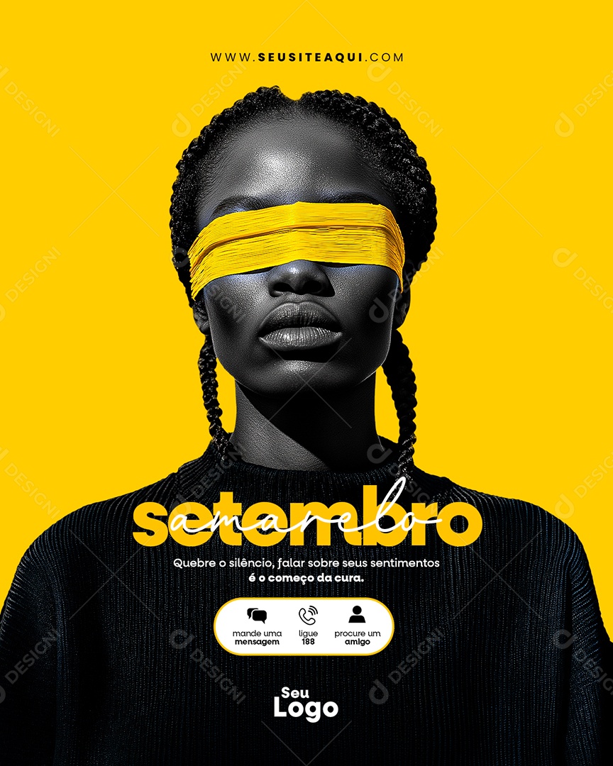 Setembro Amarelo Quebre o Silêncio Falar Sobre seus Sentimentos é o Começo Social Media PSD Editavel
