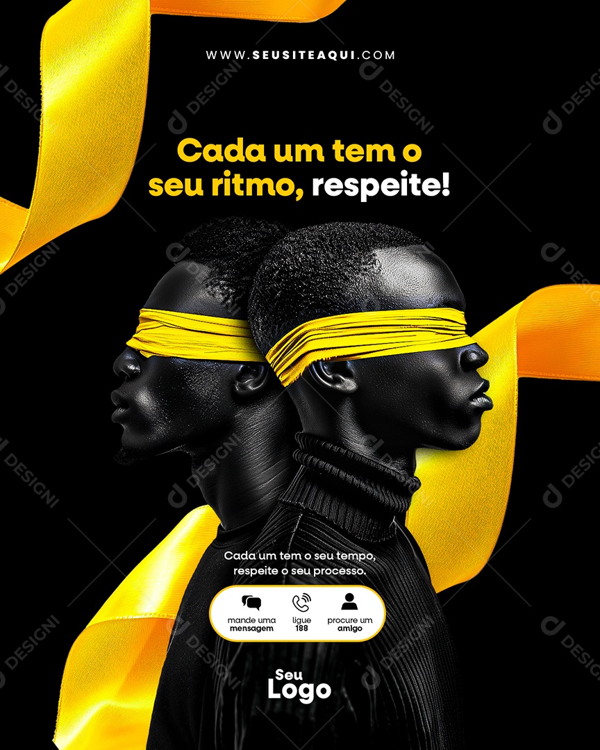 Setembro Amarelo Cada um tem o seu Ritmo Respeite Social Media PSD Editavel