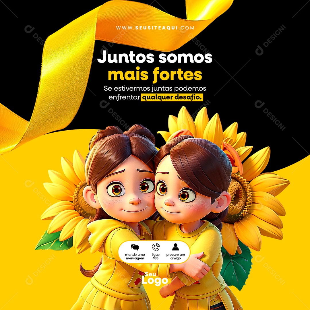 Feed Setembro Amarelo Juntos Somos mais Fortes Social Media PSD Editavel