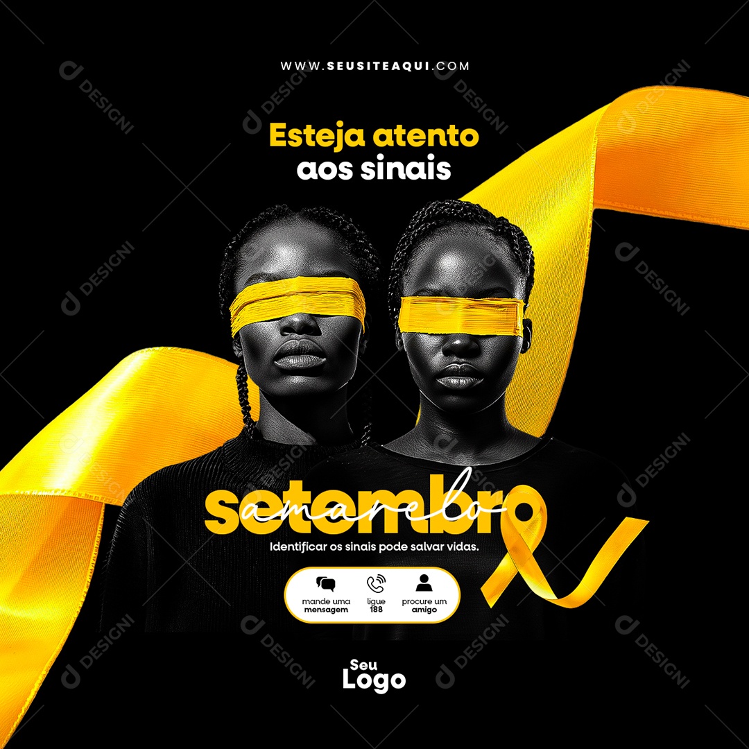 Feed Setembro Amarelo Esteja Atento aos Sinais Social Media PSD Editavel