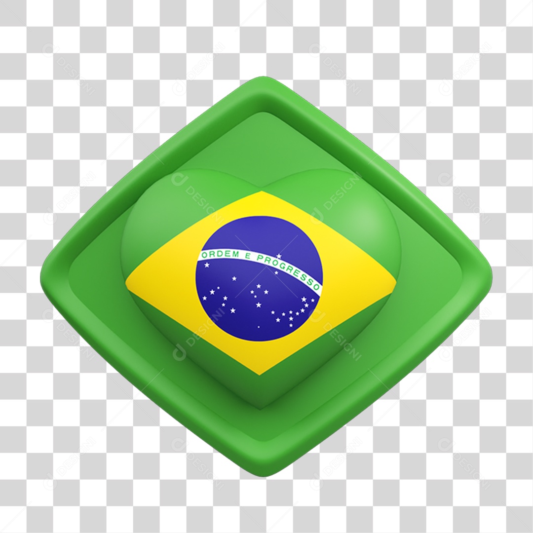 Elemento 3D Placa Bandeira do Brasil PNG Transparente